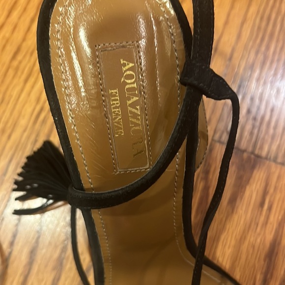 Aquazzura Woman’s Black Fringe Heels Size 40.5 - Picture 6 of 6